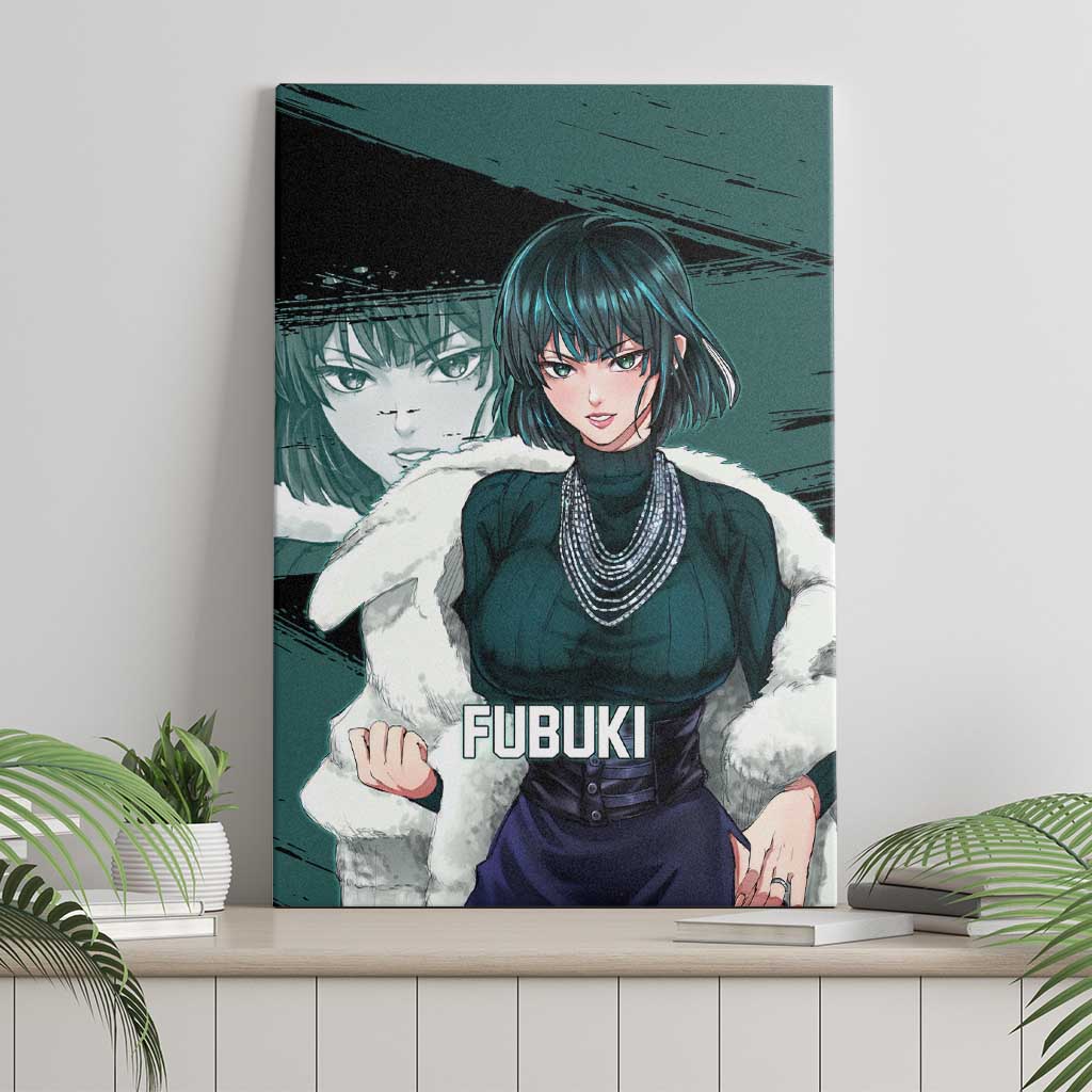 Fubuki One Punch Man Anime Teal and Black Theme Canvas Wall Art with Elegant Psychic Pose and Cool Urban Style - The Mazicc