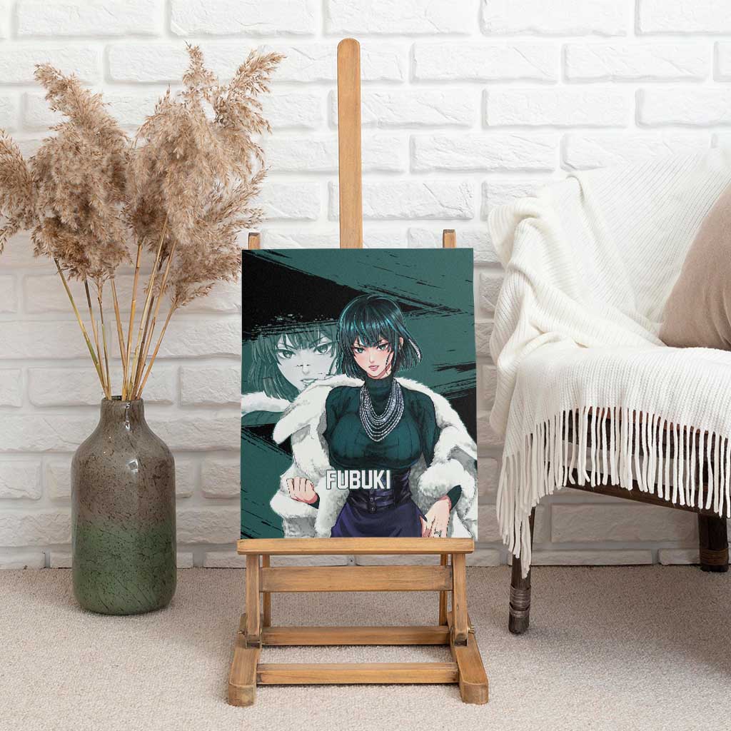 Fubuki One Punch Man Anime Teal and Black Theme Canvas Wall Art with Elegant Psychic Pose and Cool Urban Style - The Mazicc
