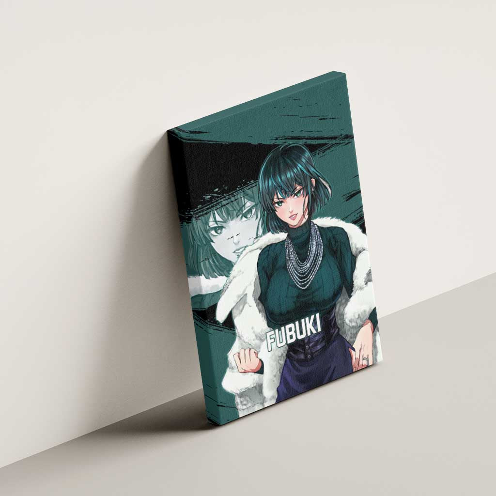 Fubuki One Punch Man Anime Teal and Black Theme Canvas Wall Art with Elegant Psychic Pose and Cool Urban Style - The Mazicc