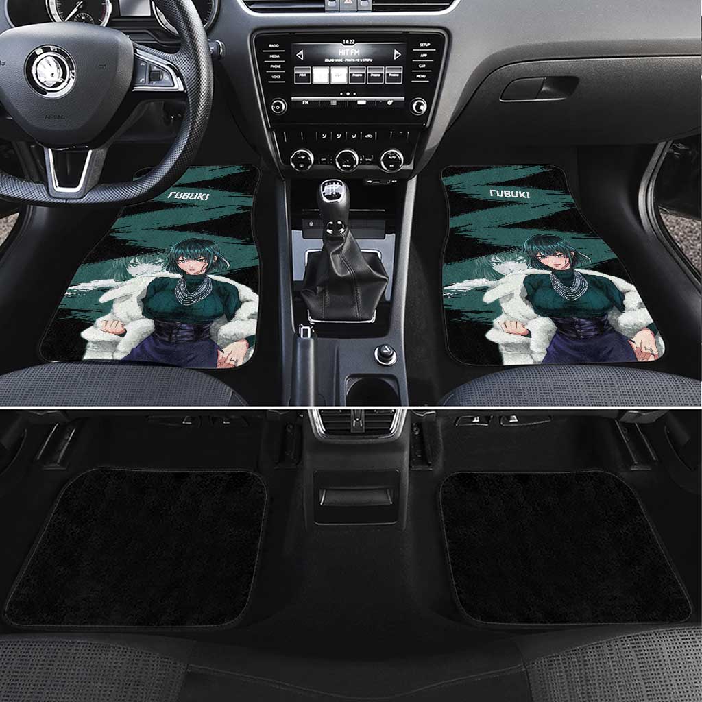 Fubuki One Punch Man Anime Teal and Black Theme Car Mats with Elegant Psychic Pose and Cool Urban Style - The Mazicc