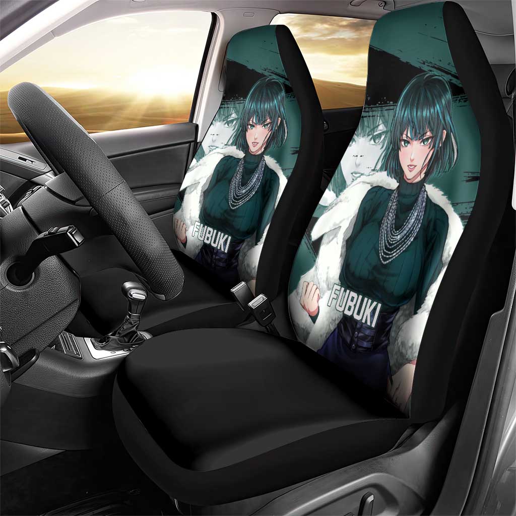 Fubuki One Punch Man Anime Teal and Black Theme Car Seat Cover with Elegant Psychic Pose and Cool Urban Style - The Mazicc