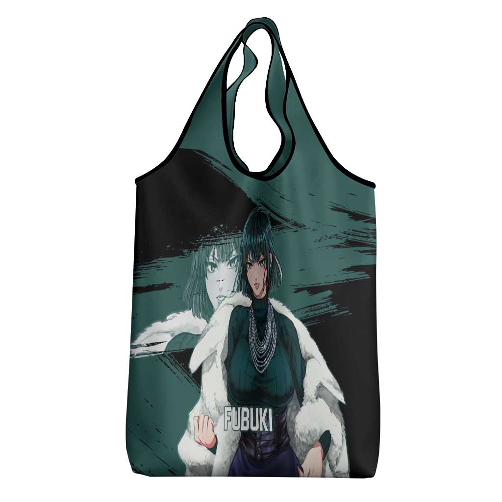 Fubuki One Punch Man Anime Teal and Black Theme Grocery Bag with Elegant Psychic Pose and Cool Urban Style - The Mazicc