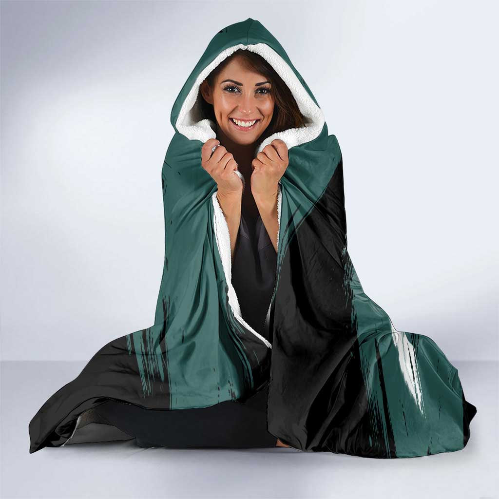 Fubuki One Punch Man Anime Teal and Black Theme Hooded Blanket with Elegant Psychic Pose and Cool Urban Style - The Mazicc