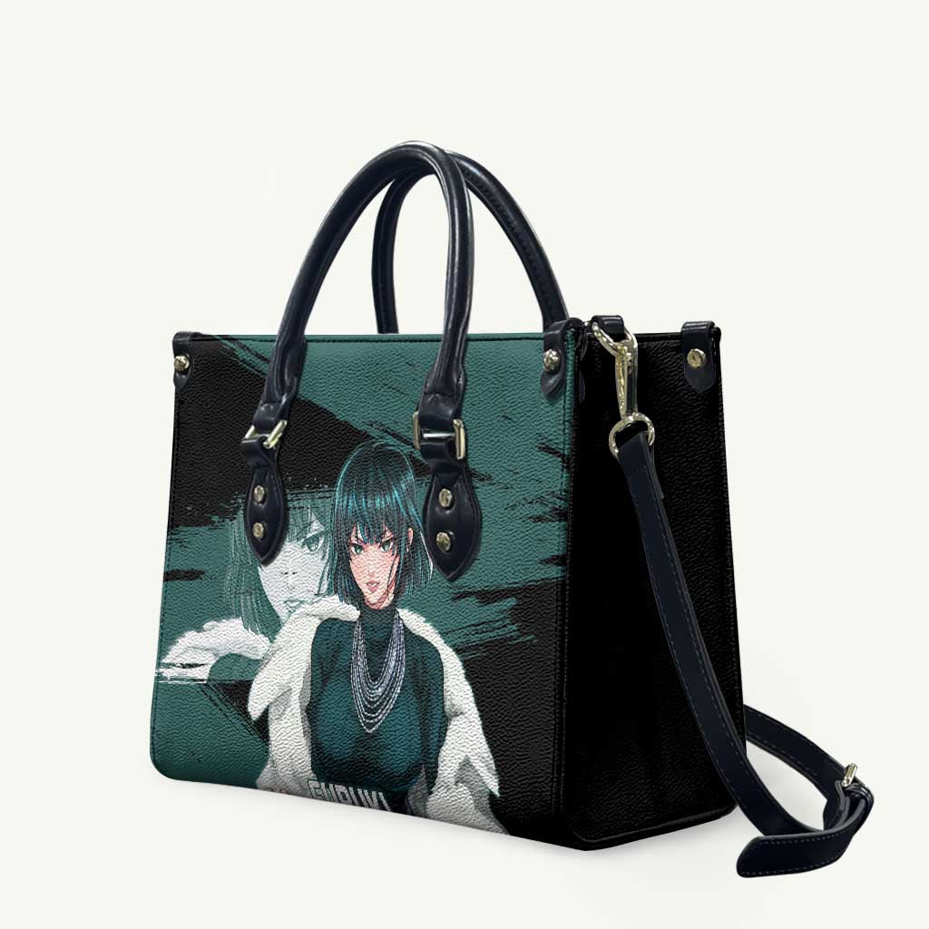 Fubuki One Punch Man Anime Teal and Black Theme Leather Bag with Elegant Psychic Pose and Cool Urban Style - The Mazicc