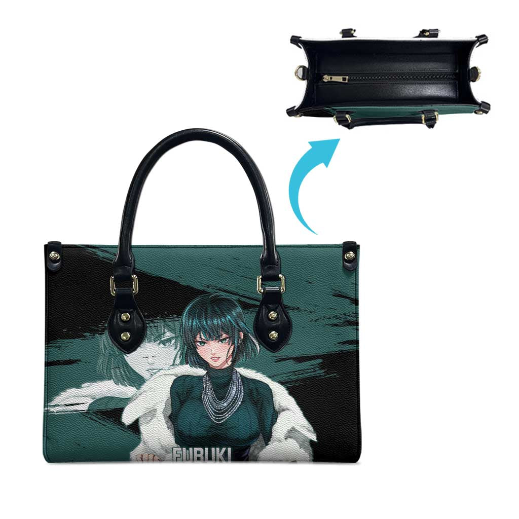 Fubuki One Punch Man Anime Teal and Black Theme Leather Bag with Elegant Psychic Pose and Cool Urban Style - The Mazicc