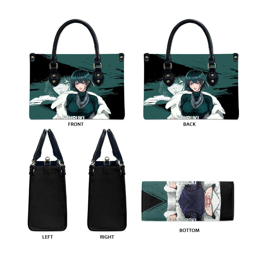 Fubuki One Punch Man Anime Teal and Black Theme Leather Bag with Elegant Psychic Pose and Cool Urban Style - The Mazicc
