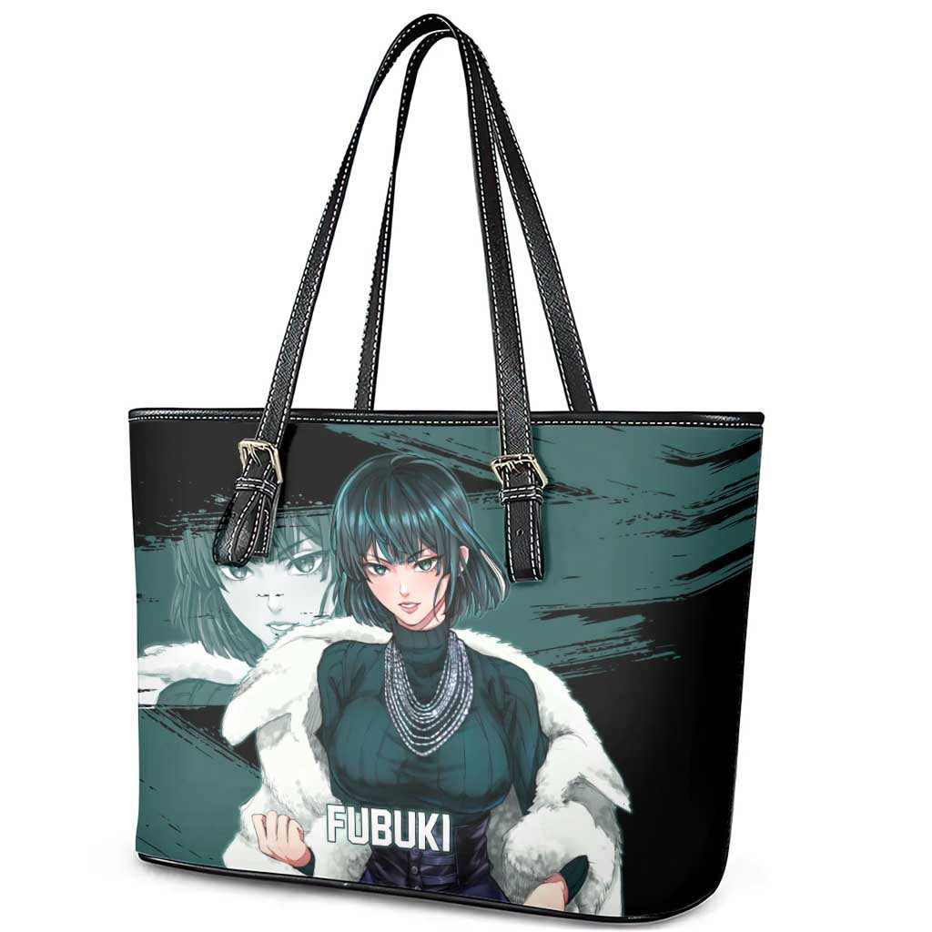 Fubuki One Punch Man Anime Teal and Black Theme Leather Tote Bag with Elegant Psychic Pose and Cool Urban Style - The Mazicc