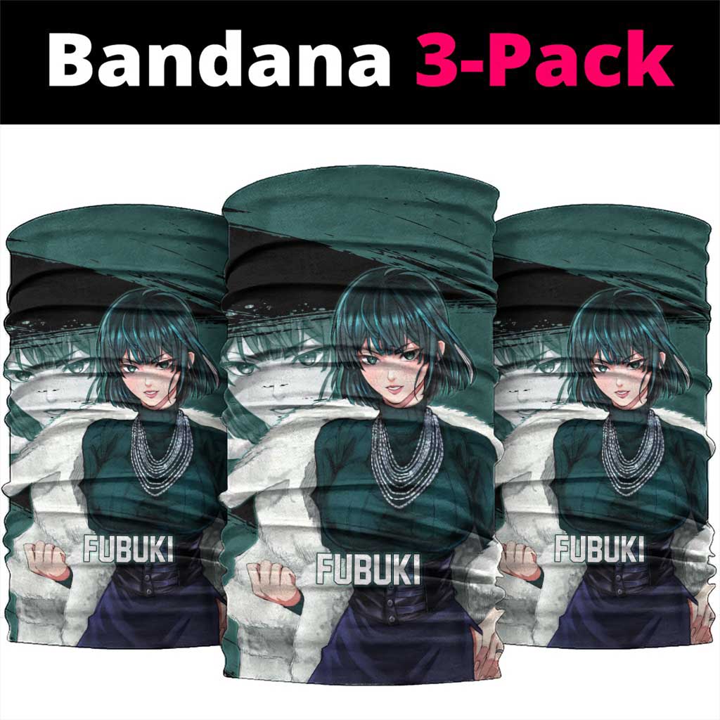 Fubuki One Punch Man Anime Teal and Black Theme Neck Gaiter with Elegant Psychic Pose and Cool Urban Style - The Mazicc