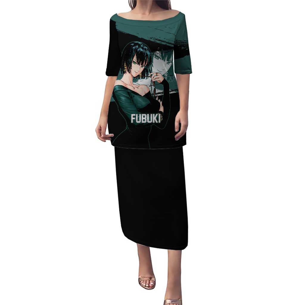 Fubuki One Punch Man Anime Teal and Black Theme Puletasi with Elegant Psychic Pose and Cool Urban Style - The Mazicc
