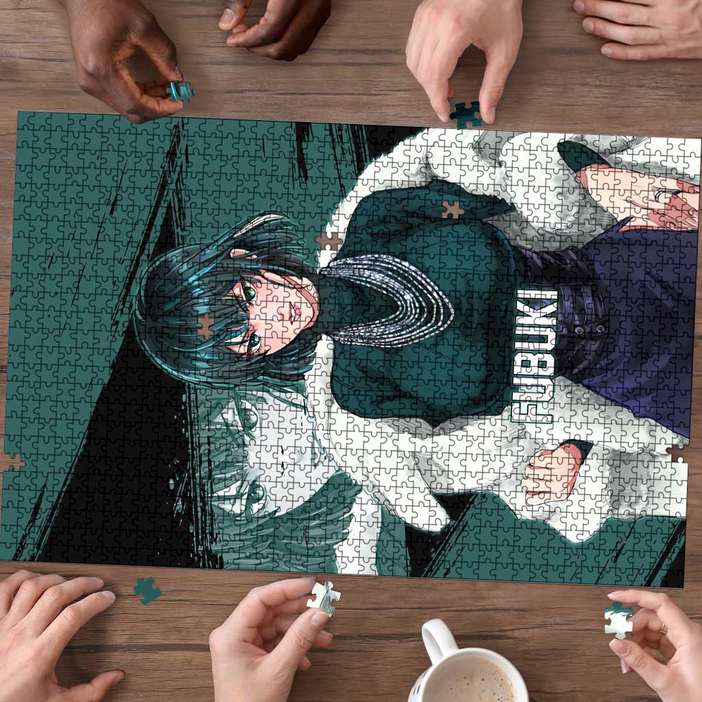 Fubuki One Punch Man Anime Teal and Black Theme Puzzle with Elegant Psychic Pose and Cool Urban Style - The Mazicc