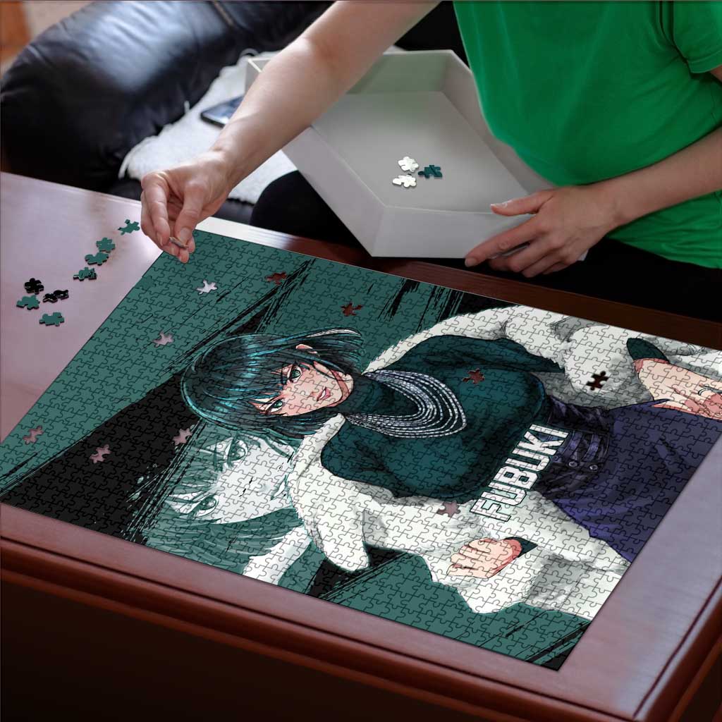 Fubuki One Punch Man Anime Teal and Black Theme Puzzle with Elegant Psychic Pose and Cool Urban Style - The Mazicc