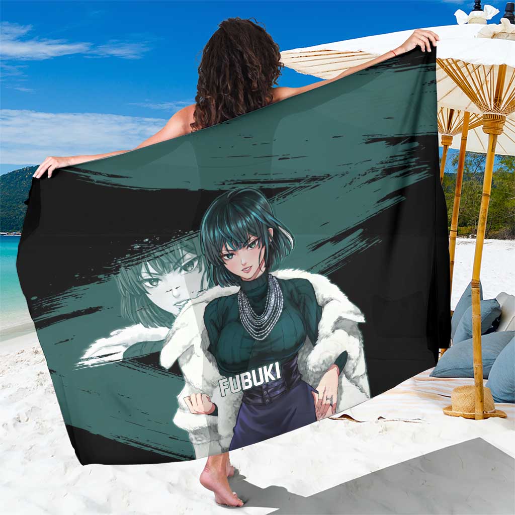 Fubuki One Punch Man Anime Teal and Black Theme Sarong with Elegant Psychic Pose and Cool Urban Style - The Mazicc