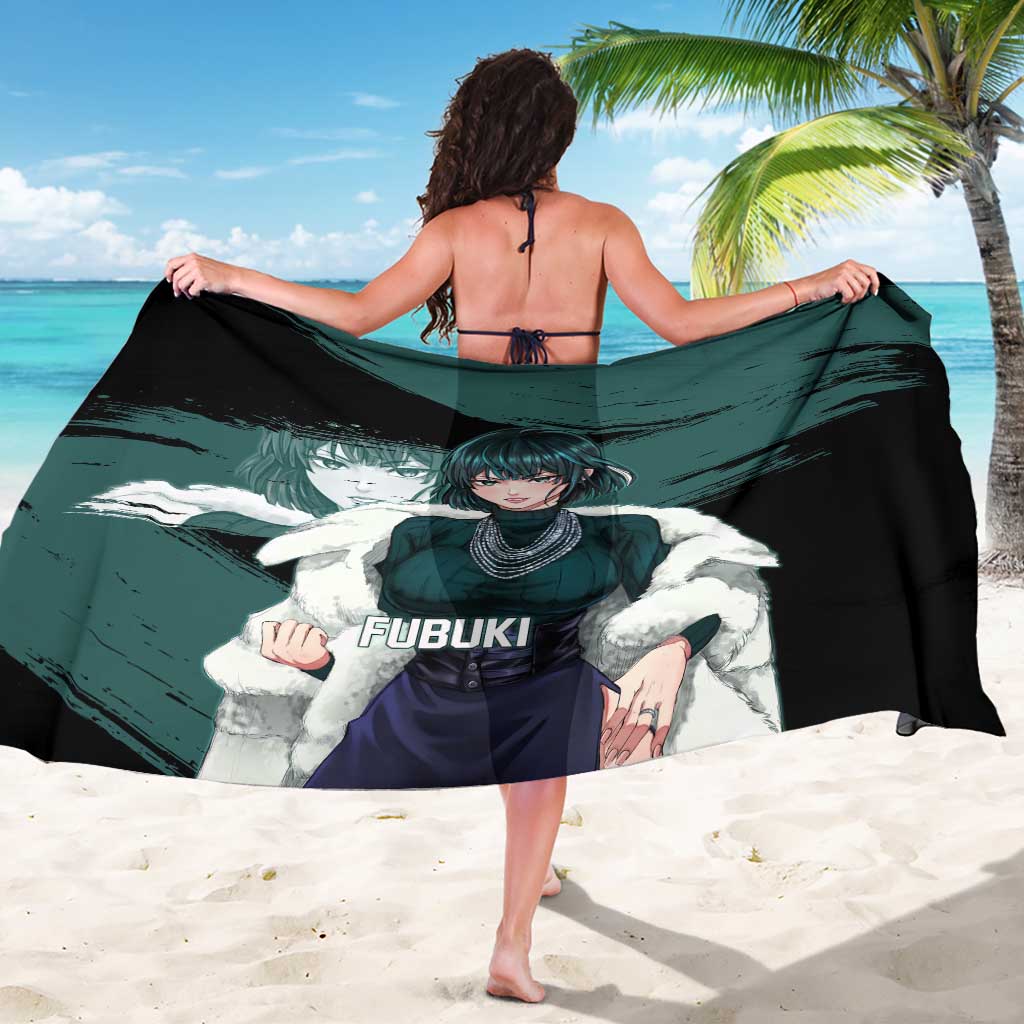 Fubuki One Punch Man Anime Teal and Black Theme Sarong with Elegant Psychic Pose and Cool Urban Style - The Mazicc