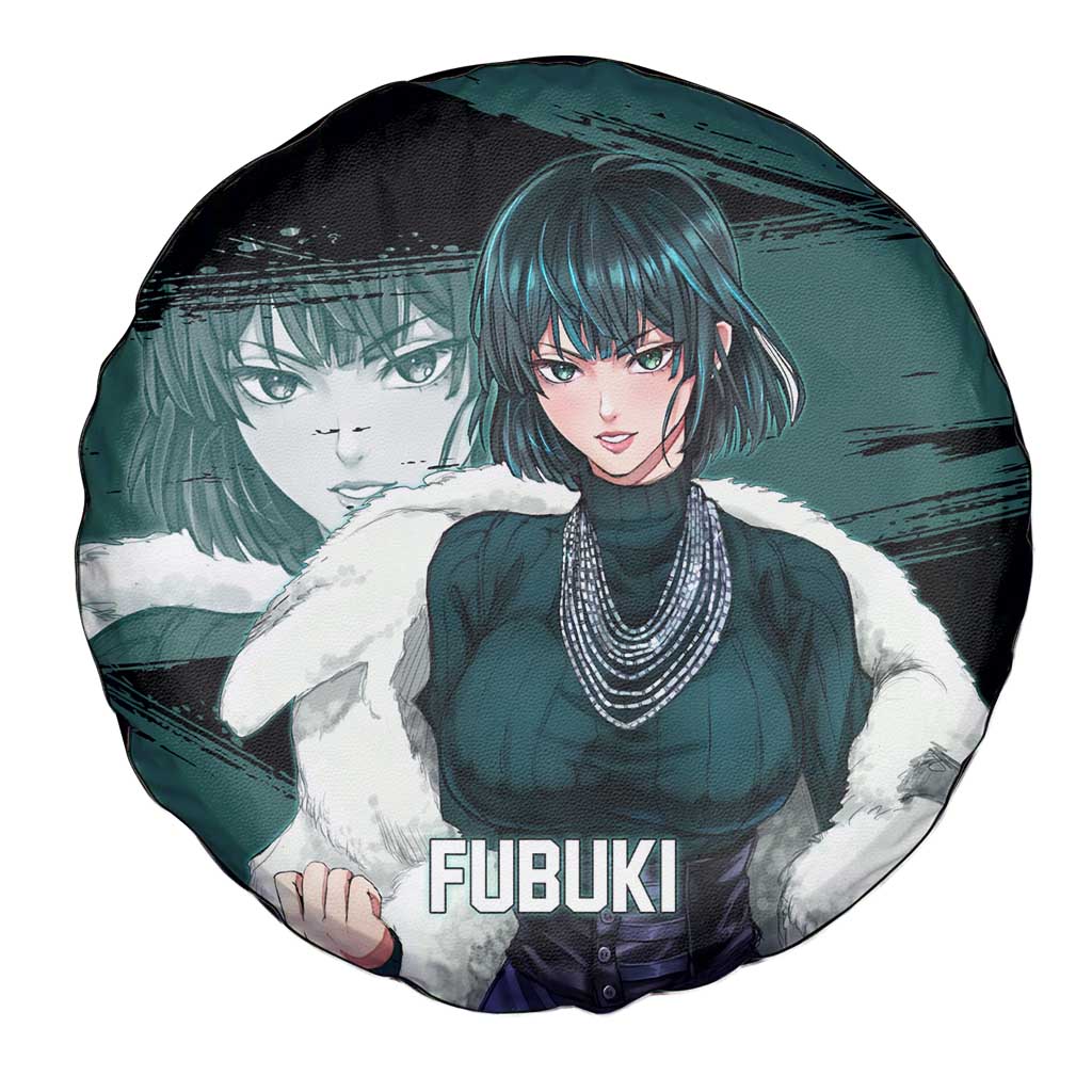 Fubuki One Punch Man Anime Teal and Black Theme Spare Tire Cover with Elegant Psychic Pose and Cool Urban Style - The Mazicc