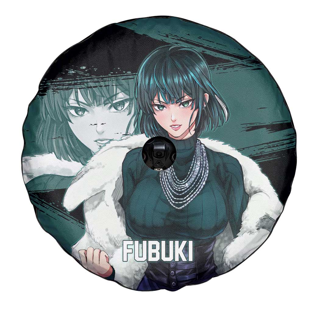 Fubuki One Punch Man Anime Teal and Black Theme Spare Tire Cover with Elegant Psychic Pose and Cool Urban Style - The Mazicc