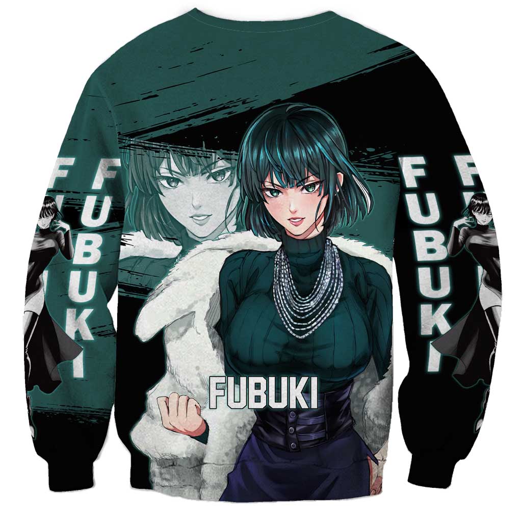 Fubuki One Punch Man Anime Teal and Black Theme Sweatshirt with Elegant Psychic Pose and Cool Urban Style - The Mazicc