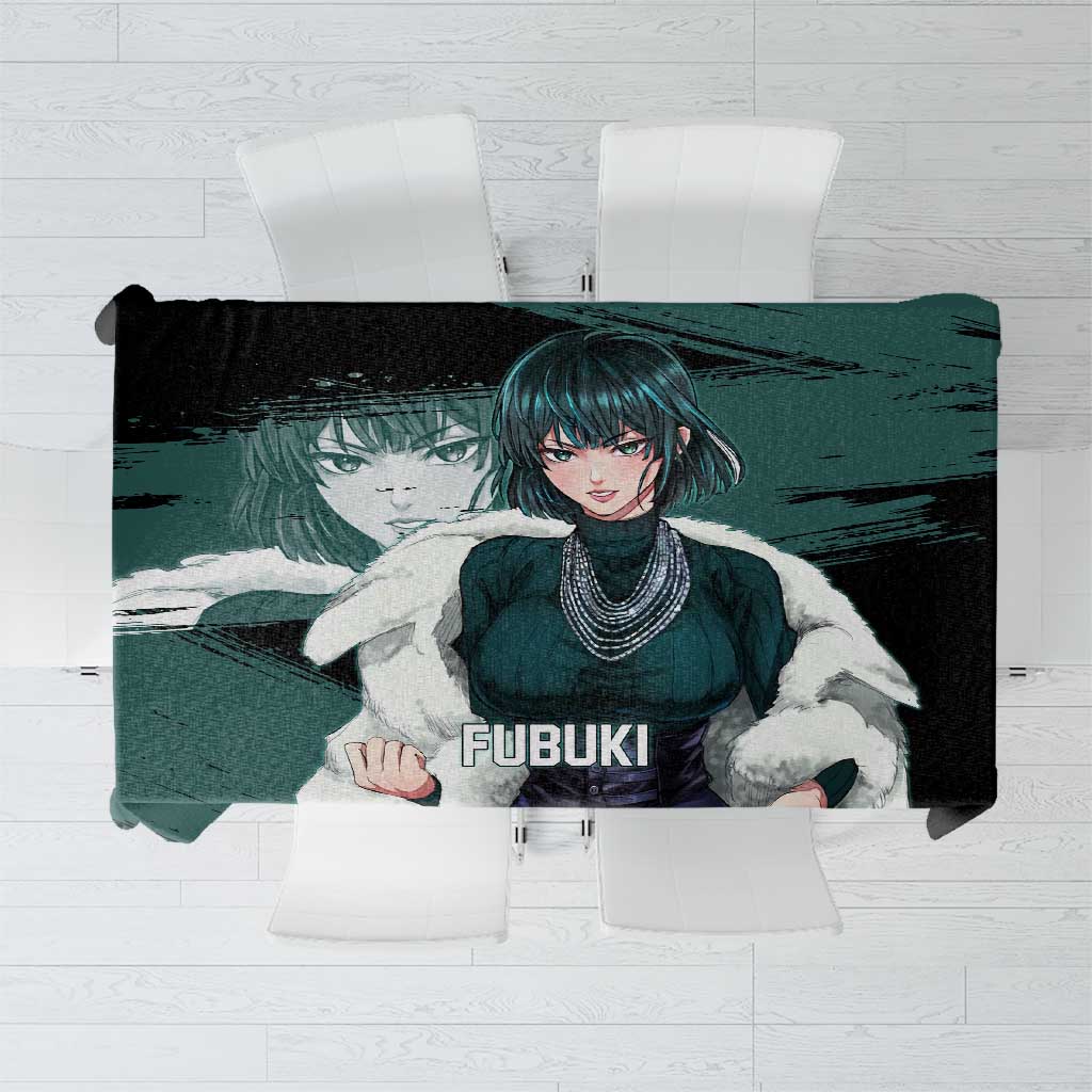 Fubuki One Punch Man Anime Teal and Black Theme Tablecloth with Elegant Psychic Pose and Cool Urban Style - The Mazicc