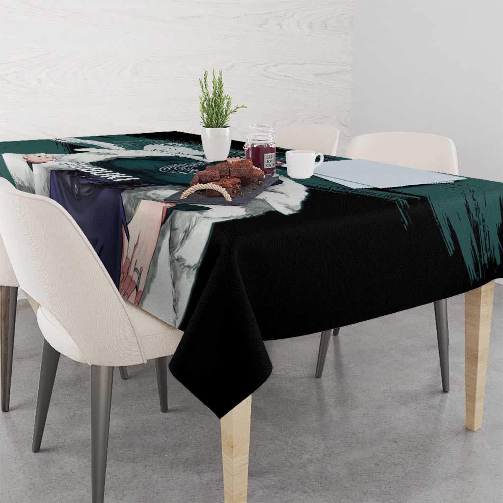 Fubuki One Punch Man Anime Teal and Black Theme Tablecloth with Elegant Psychic Pose and Cool Urban Style - The Mazicc