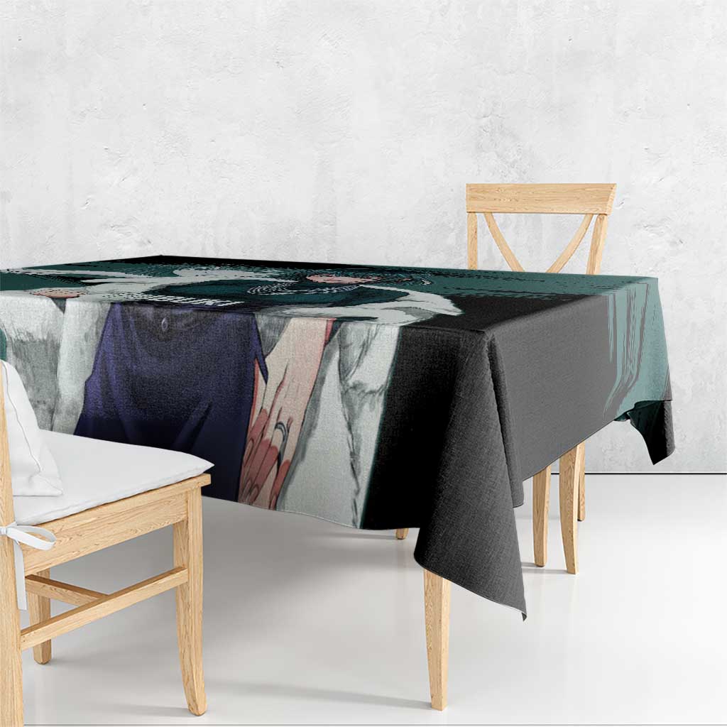 Fubuki One Punch Man Anime Teal and Black Theme Tablecloth with Elegant Psychic Pose and Cool Urban Style - The Mazicc
