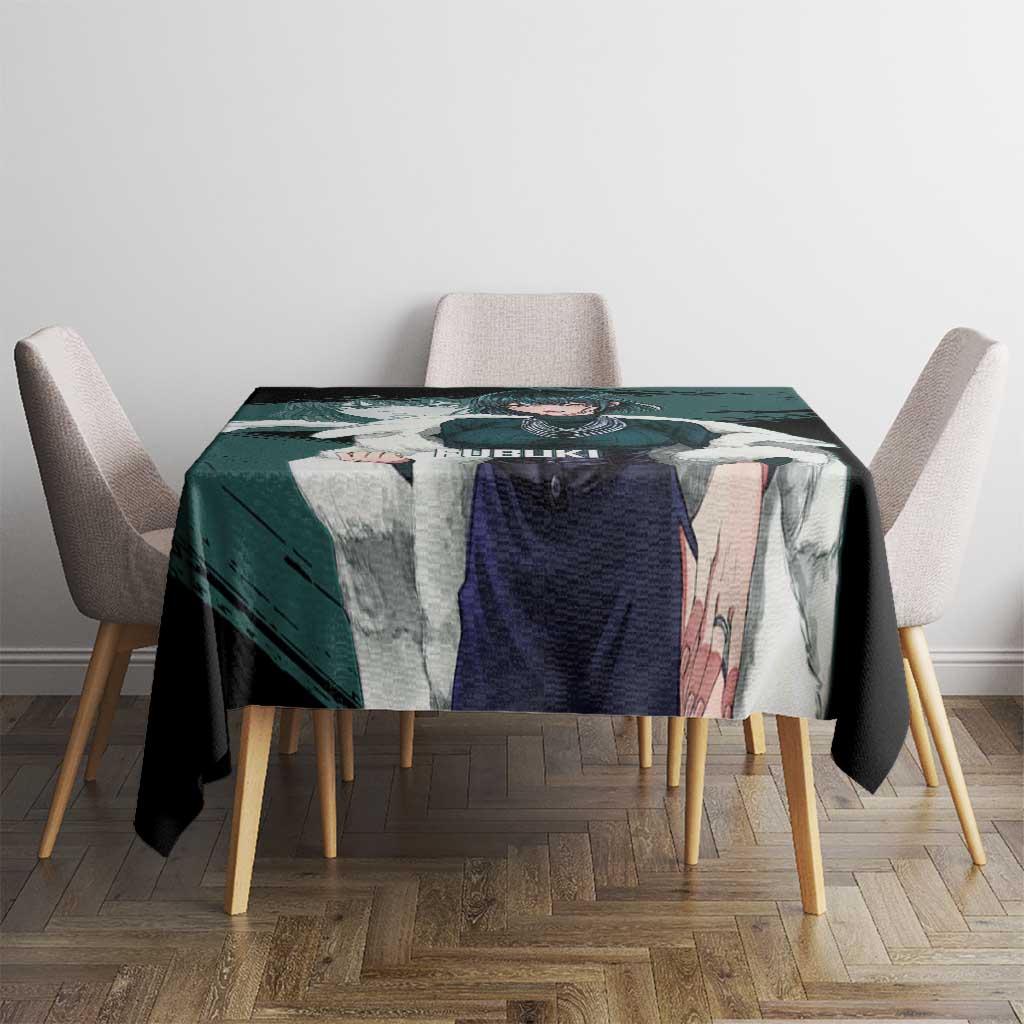 Fubuki One Punch Man Anime Teal and Black Theme Tablecloth with Elegant Psychic Pose and Cool Urban Style - The Mazicc
