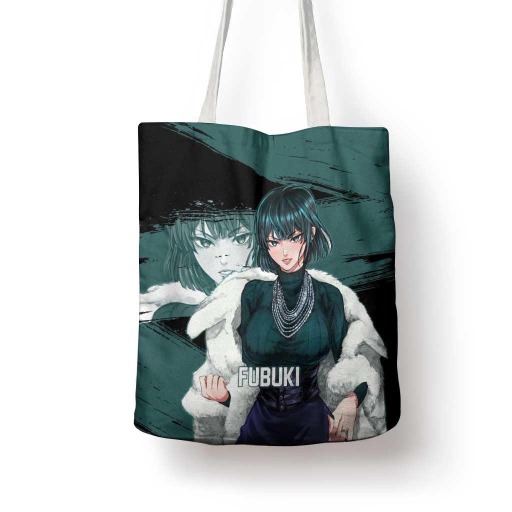Fubuki One Punch Man Anime Teal and Black Theme Tote Bag with Elegant Psychic Pose and Cool Urban Style - The Mazicc