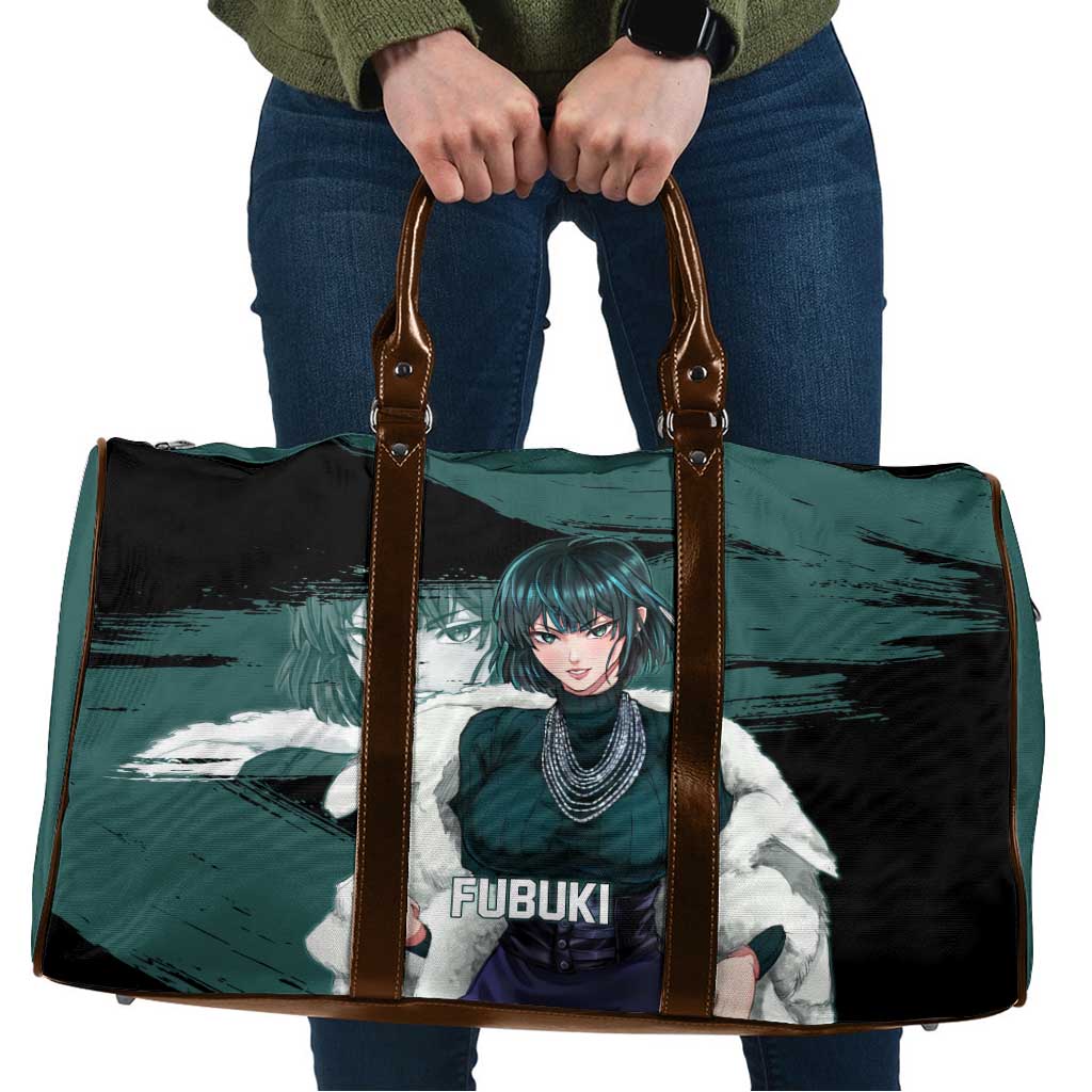 Fubuki One Punch Man Anime Teal and Black Theme Travel Bag with Elegant Psychic Pose and Cool Urban Style - The Mazicc