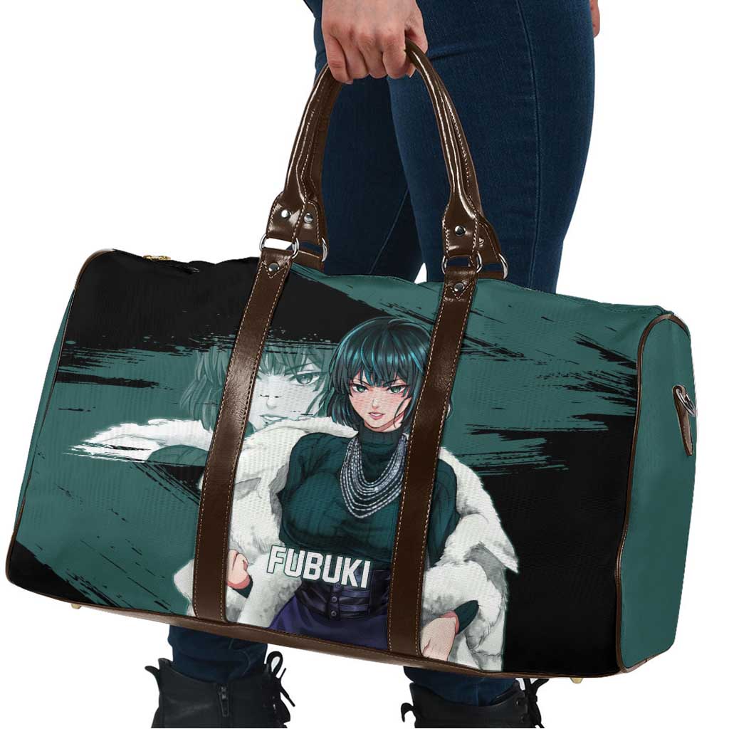 Fubuki One Punch Man Anime Teal and Black Theme Travel Bag with Elegant Psychic Pose and Cool Urban Style - The Mazicc