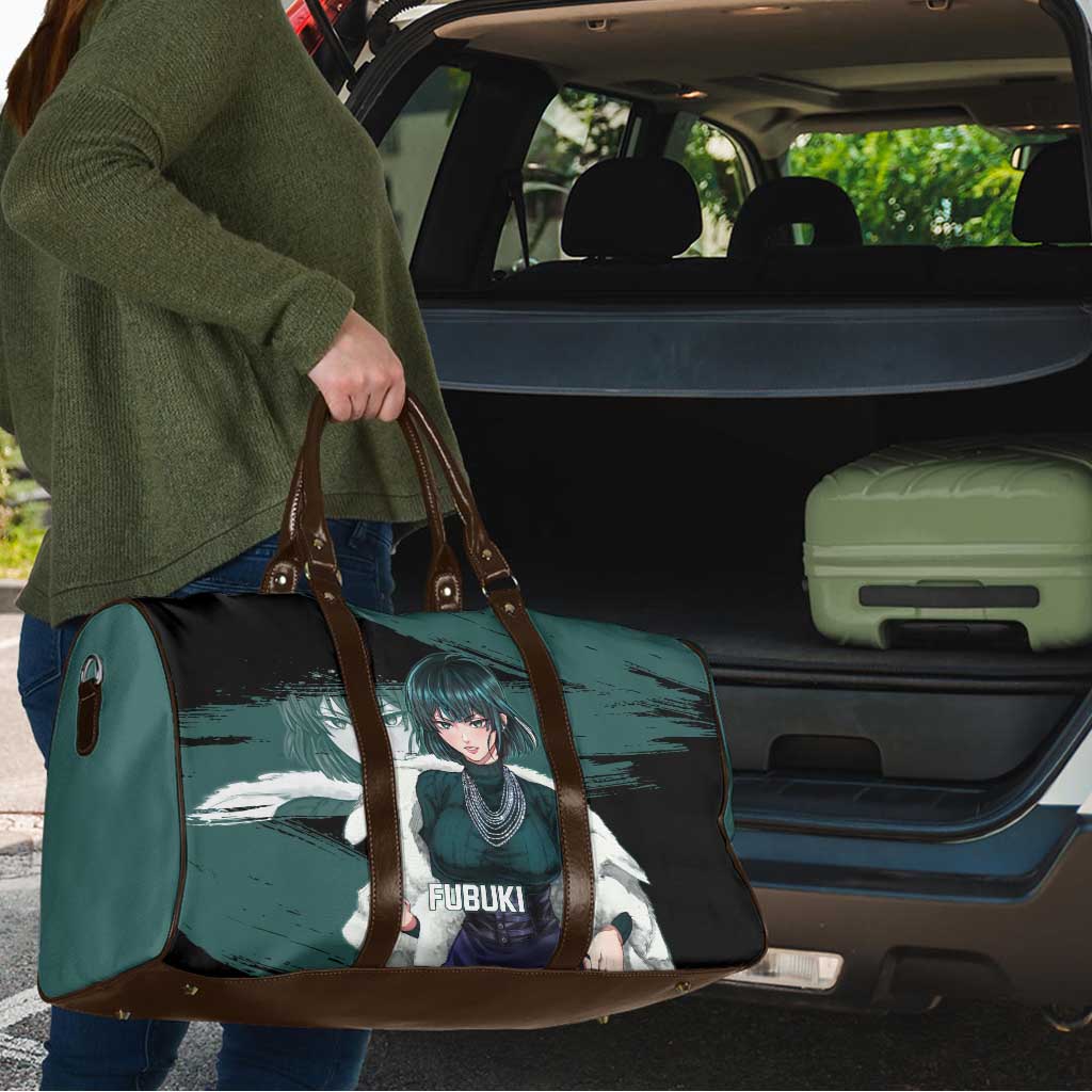 Fubuki One Punch Man Anime Teal and Black Theme Travel Bag with Elegant Psychic Pose and Cool Urban Style - The Mazicc