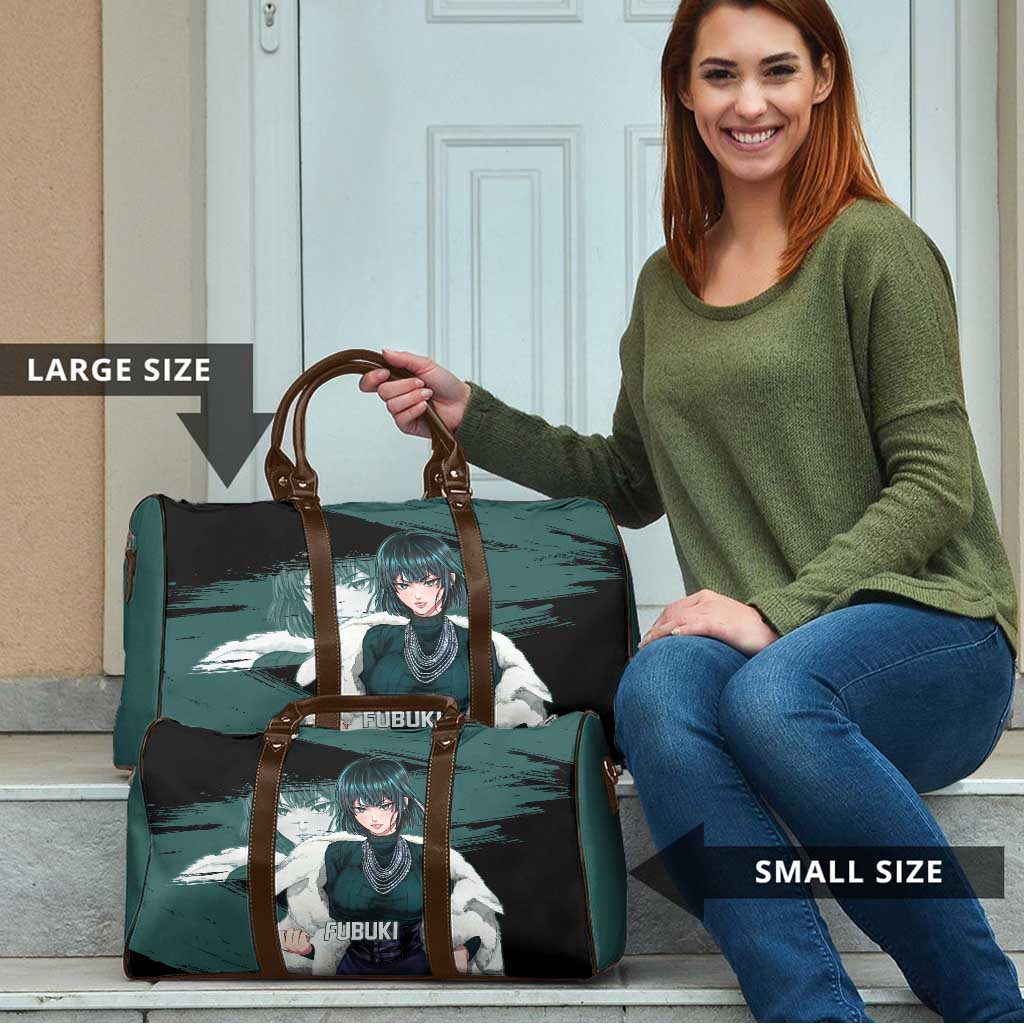 Fubuki One Punch Man Anime Teal and Black Theme Travel Bag with Elegant Psychic Pose and Cool Urban Style - The Mazicc