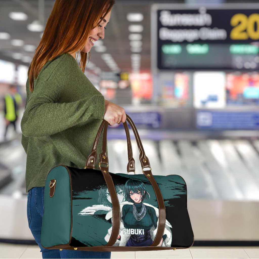 Fubuki One Punch Man Anime Teal and Black Theme Travel Bag with Elegant Psychic Pose and Cool Urban Style - The Mazicc