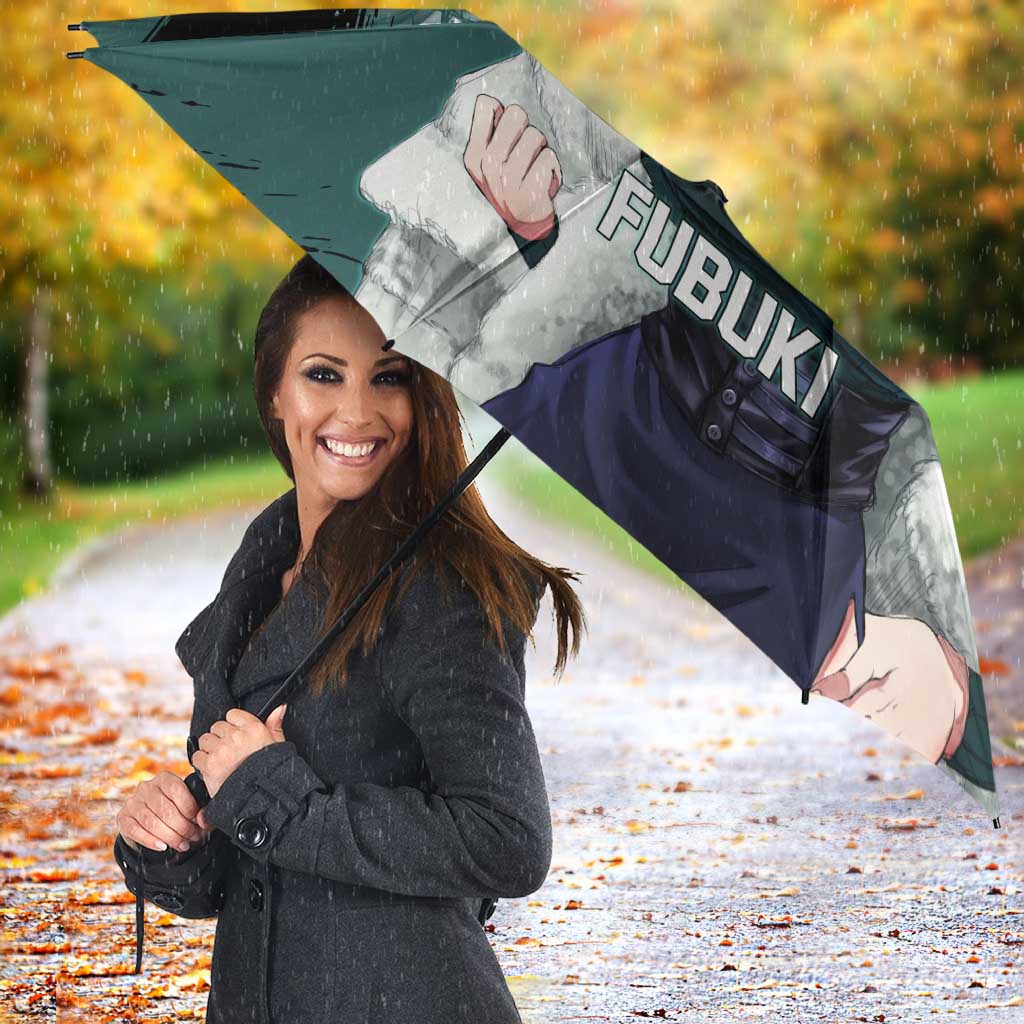 Fubuki One Punch Man Anime Teal and Black Theme Umbrella with Elegant Psychic Pose and Cool Urban Style - The Mazicc