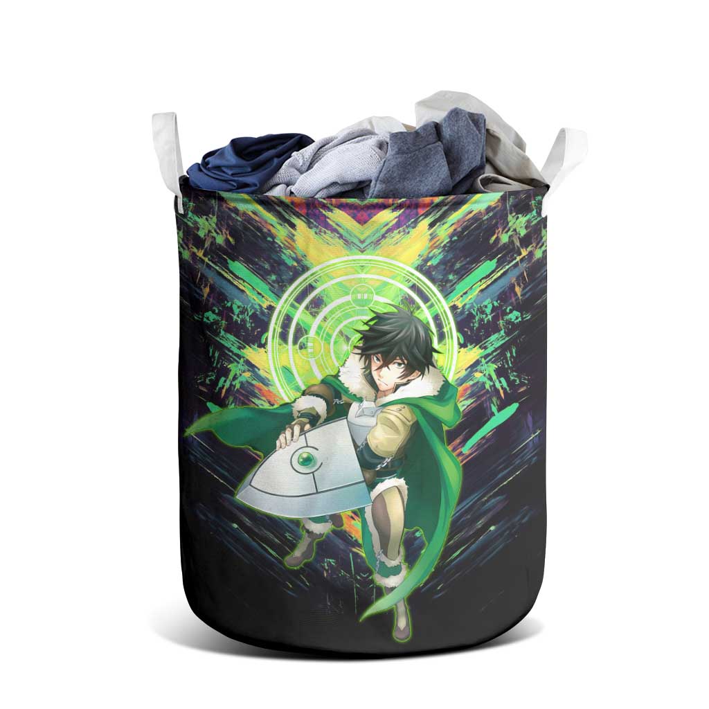 Naofumi The Rising of the Shield Hero Laundry Basket with Dynamic Combat Pose and Energy Circles - The Mazicc