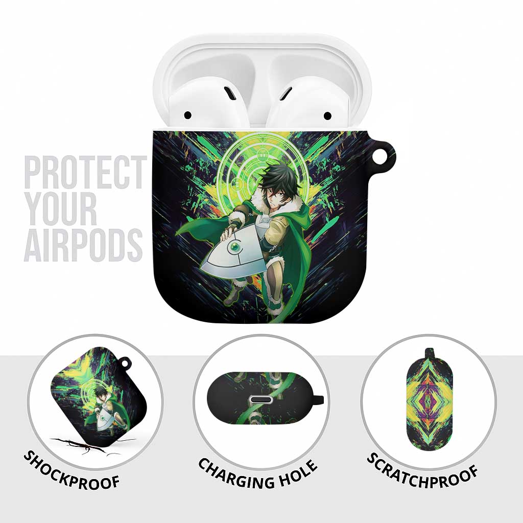 Naofumi The Rising of the Shield Hero AirPods Case with Dynamic Combat Pose and Energy Circles - The Mazicc