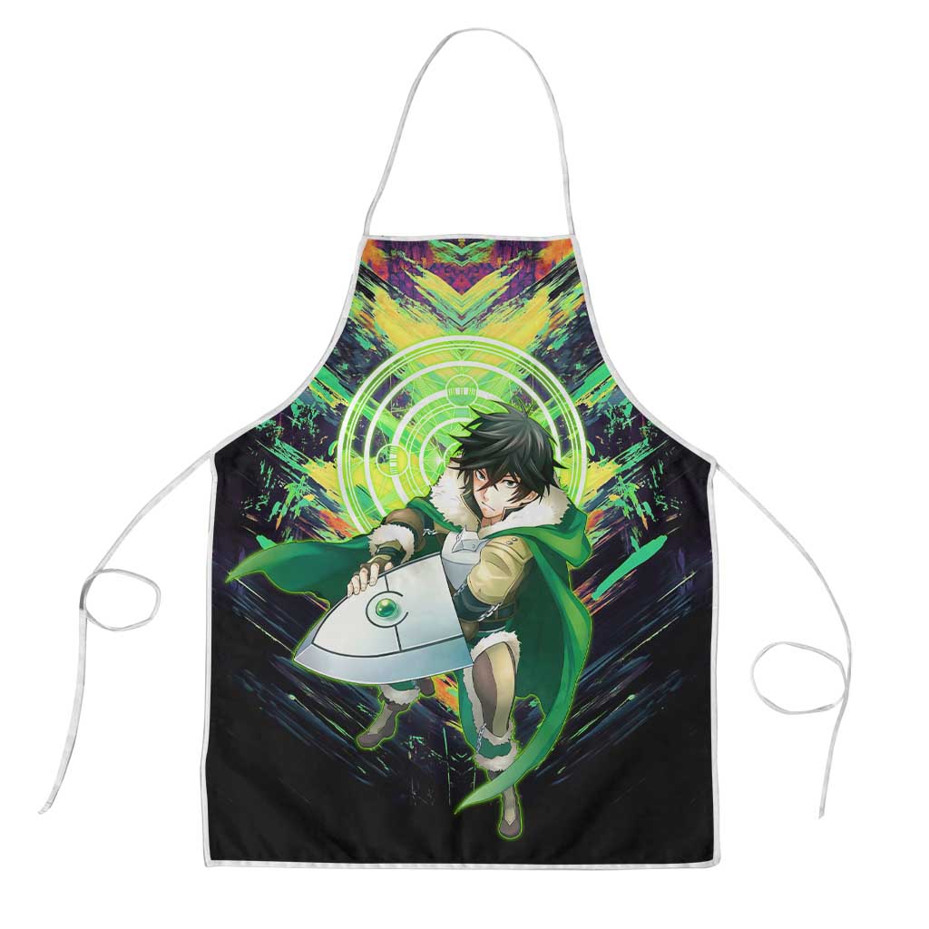 Naofumi The Rising of the Shield Hero Apron with Dynamic Combat Pose and Energy Circles - The Mazicc