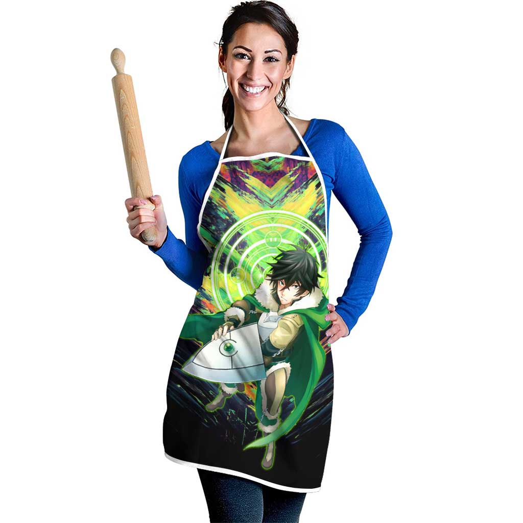 Naofumi The Rising of the Shield Hero Apron with Dynamic Combat Pose and Energy Circles - The Mazicc