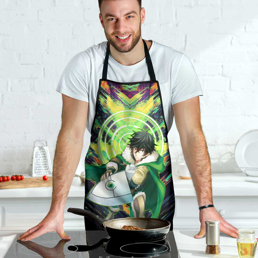Naofumi The Rising of the Shield Hero Apron with Dynamic Combat Pose and Energy Circles - The Mazicc