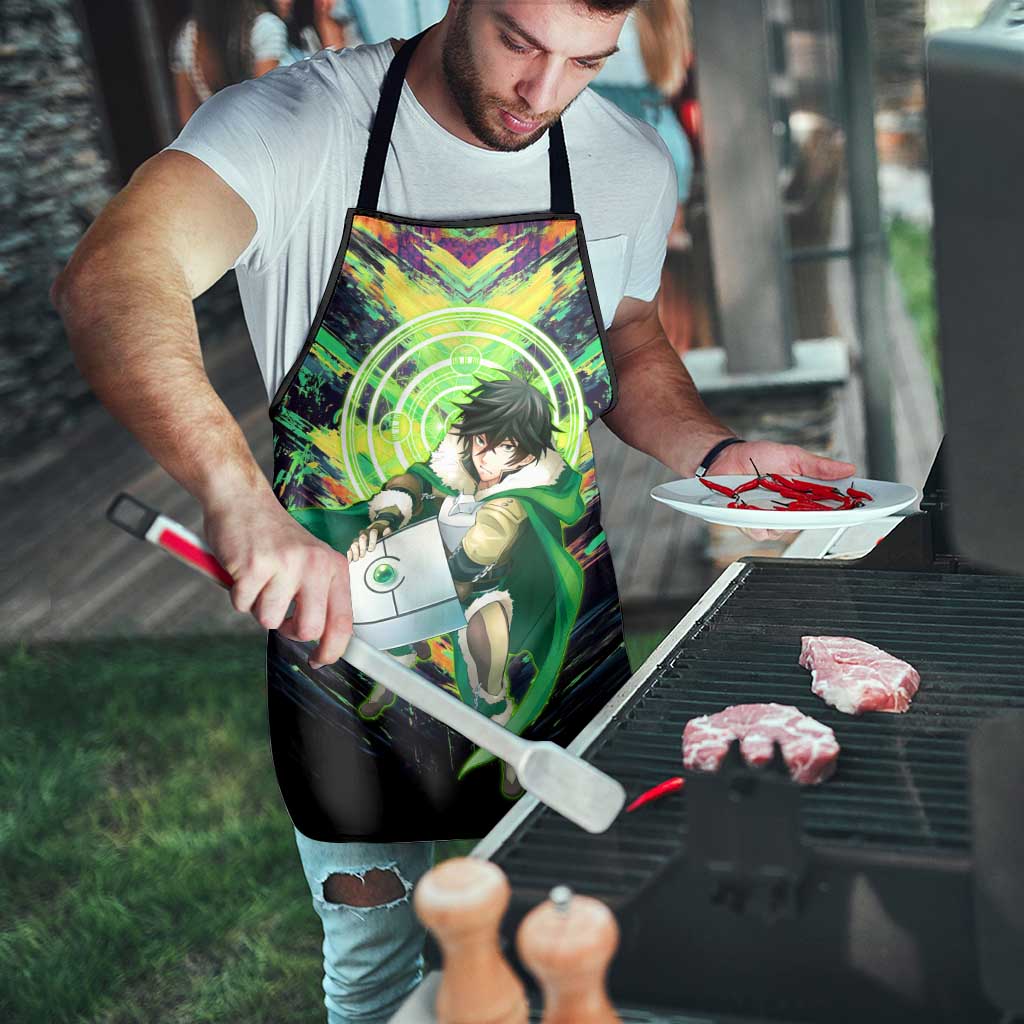 Naofumi The Rising of the Shield Hero Apron with Dynamic Combat Pose and Energy Circles - The Mazicc