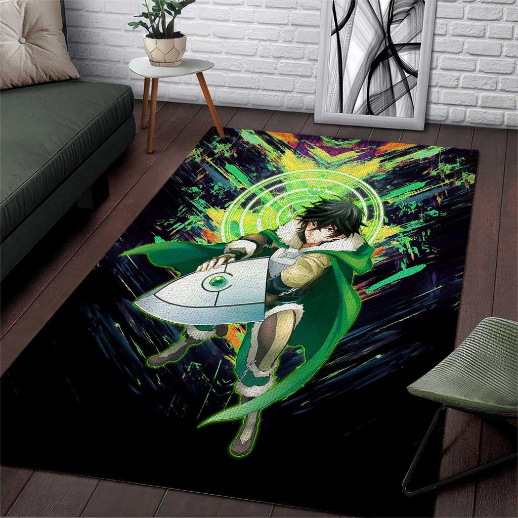 Naofumi The Rising of the Shield Hero Area Rug with Dynamic Combat Pose and Energy Circles - The Mazicc