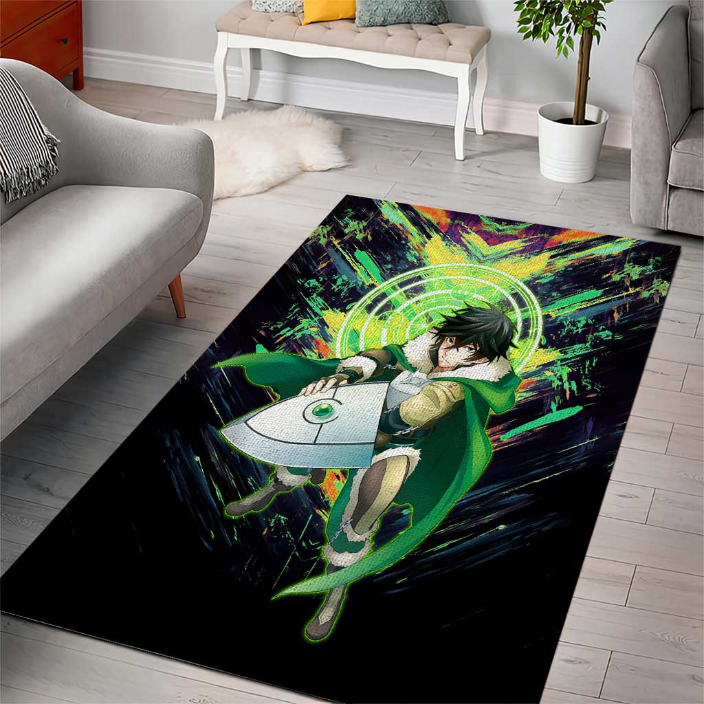 Naofumi The Rising of the Shield Hero Area Rug with Dynamic Combat Pose and Energy Circles - The Mazicc