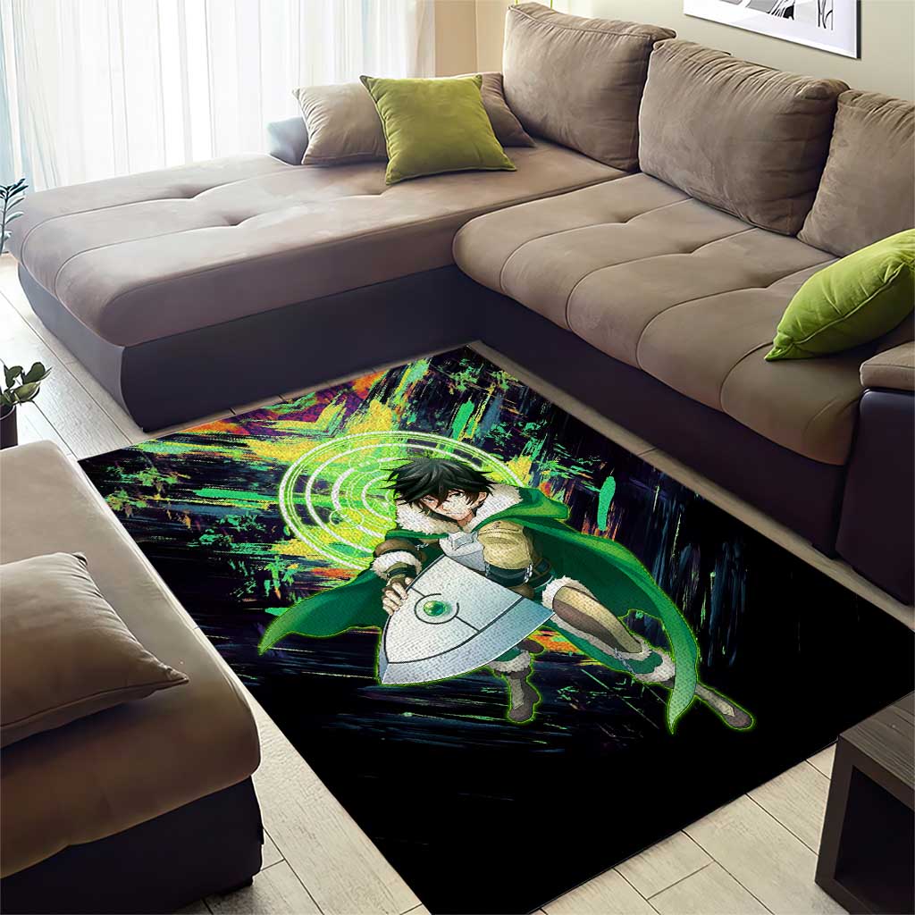 Naofumi The Rising of the Shield Hero Area Rug with Dynamic Combat Pose and Energy Circles - The Mazicc