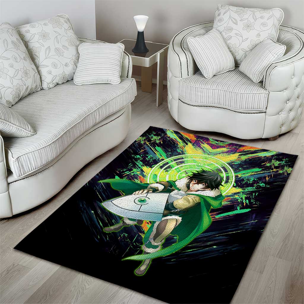 Naofumi The Rising of the Shield Hero Area Rug with Dynamic Combat Pose and Energy Circles - The Mazicc