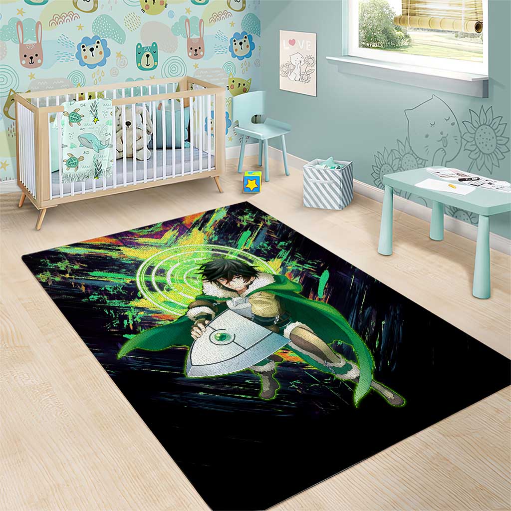 Naofumi The Rising of the Shield Hero Area Rug with Dynamic Combat Pose and Energy Circles - The Mazicc