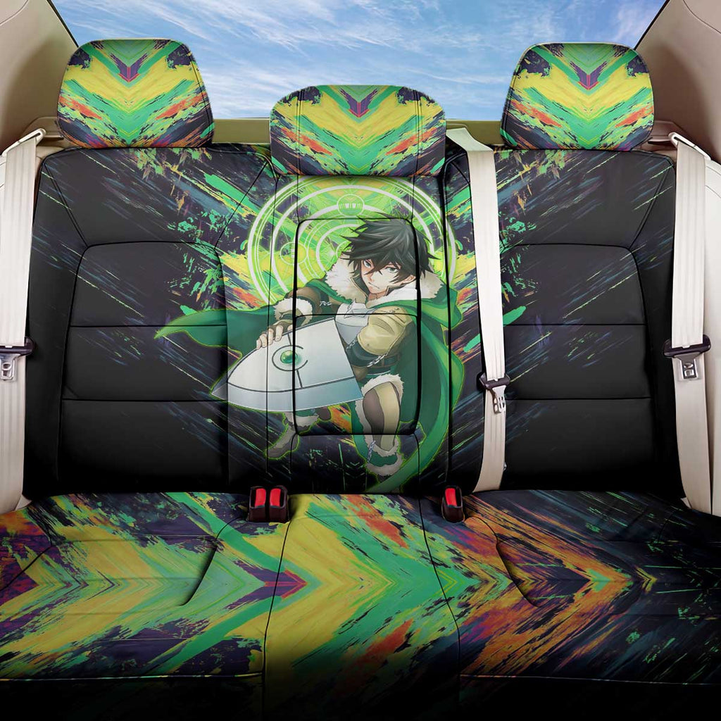Naofumi The Rising of the Shield Hero Back Car Seat Cover with Dynamic Combat Pose and Energy Circles - The Mazicc