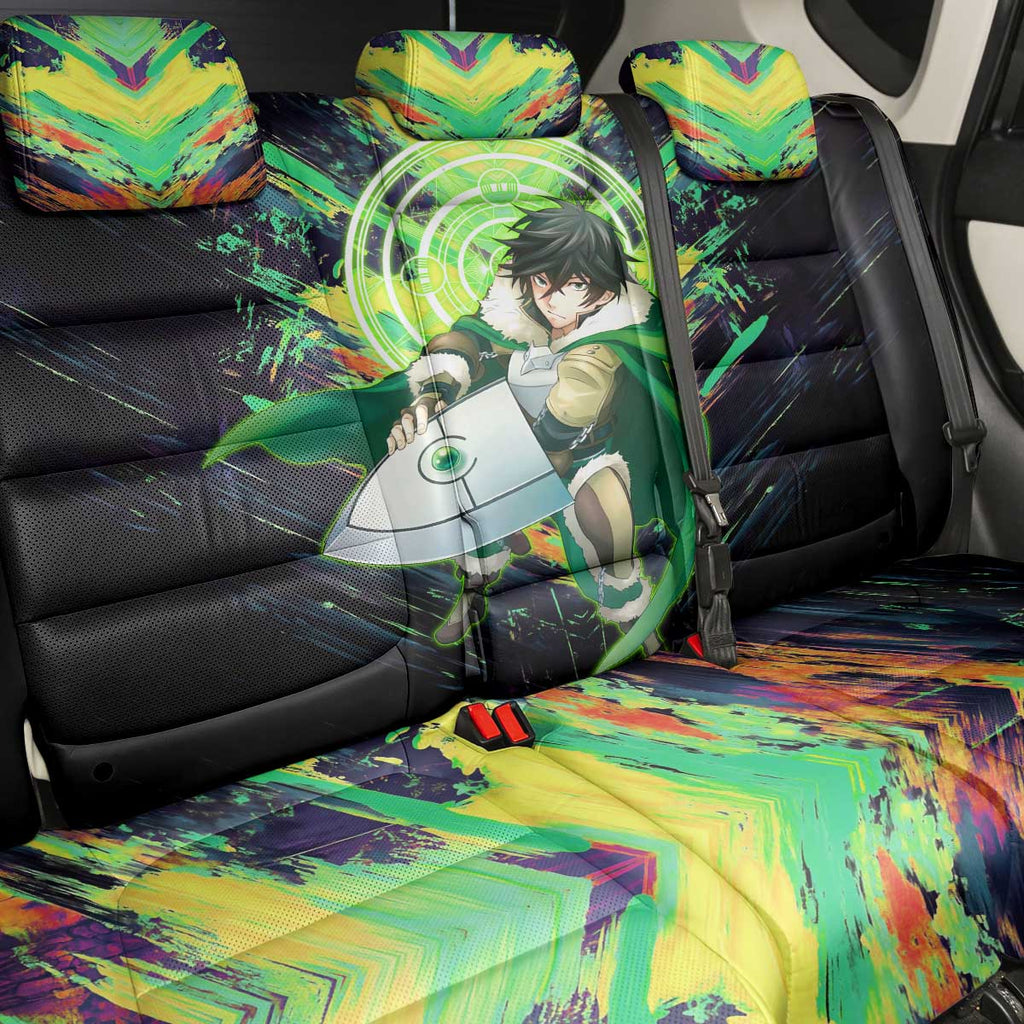 Naofumi The Rising of the Shield Hero Back Car Seat Cover with Dynamic Combat Pose and Energy Circles - The Mazicc