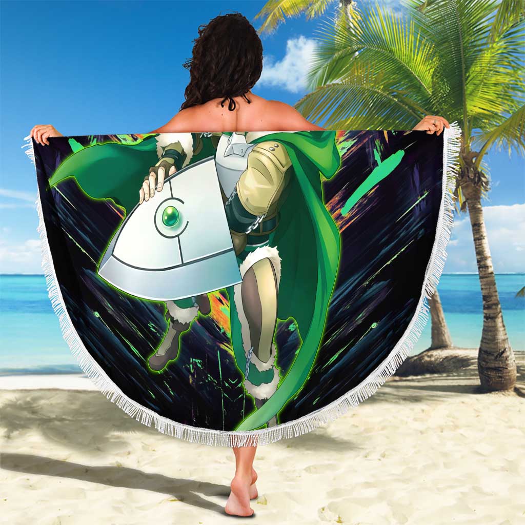 Naofumi The Rising of the Shield Hero Beach Blanket with Dynamic Combat Pose and Energy Circles - The Mazicc