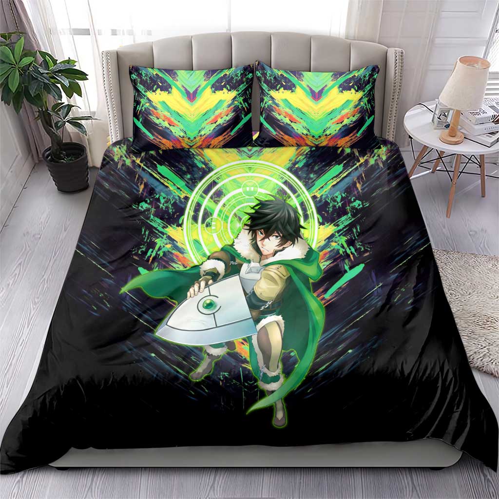 Naofumi The Rising of the Shield Hero Bedding Set with Dynamic Combat Pose and Energy Circles - The Mazicc