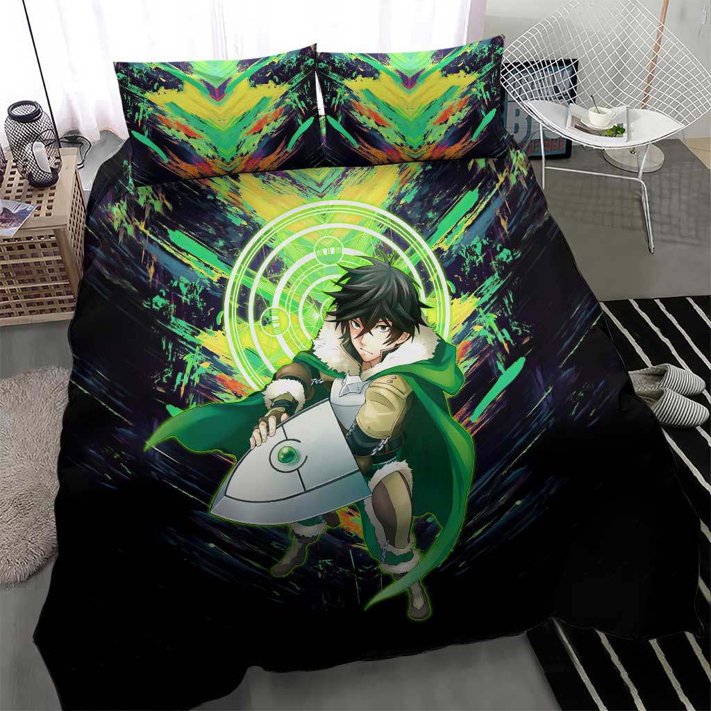Naofumi The Rising of the Shield Hero Bedding Set with Dynamic Combat Pose and Energy Circles - The Mazicc
