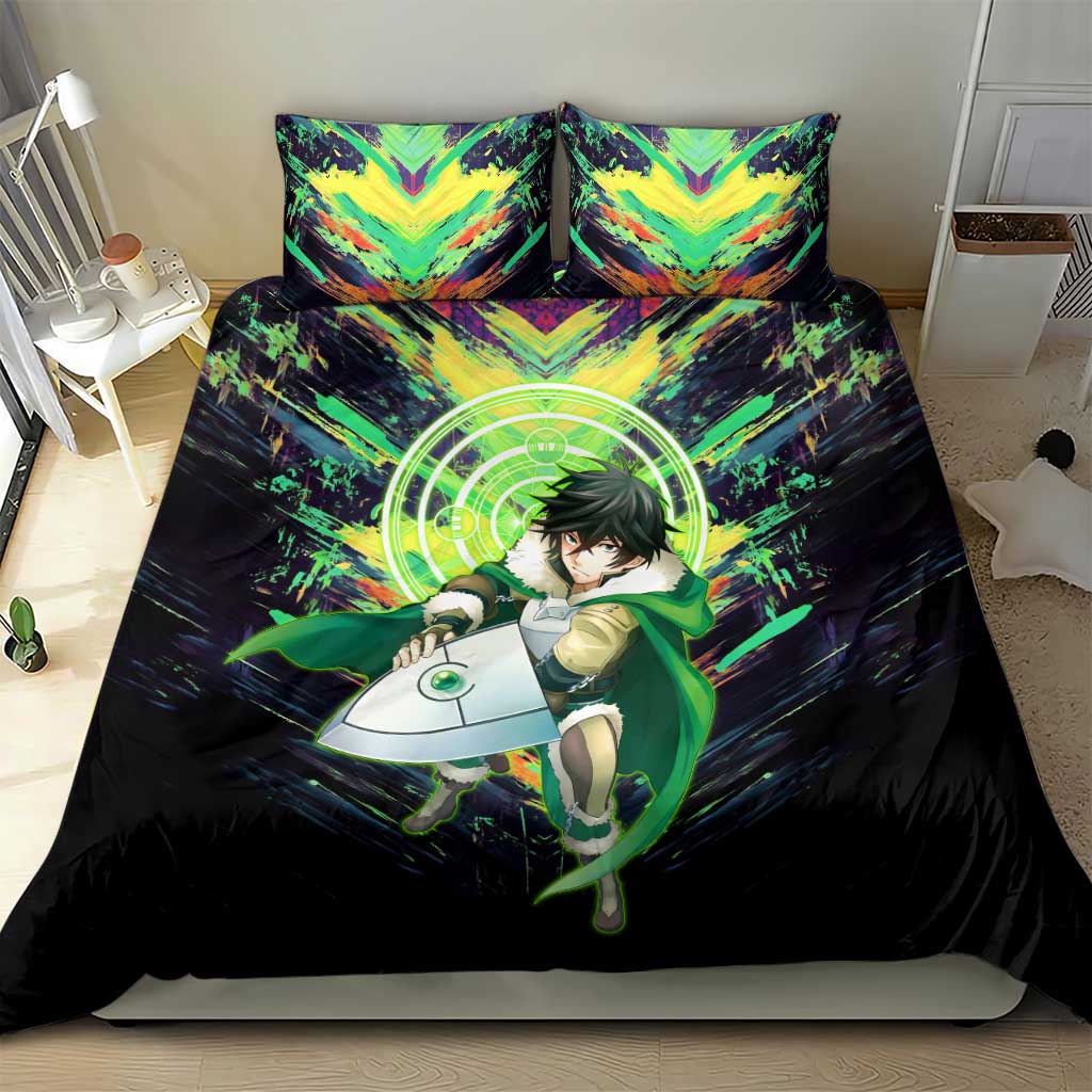 Naofumi The Rising of the Shield Hero Bedding Set with Dynamic Combat Pose and Energy Circles - The Mazicc