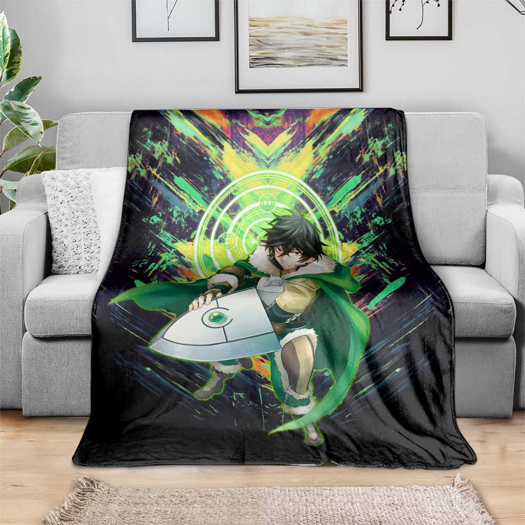 Naofumi The Rising of the Shield Hero Blanket with Dynamic Combat Pose and Energy Circles - The Mazicc