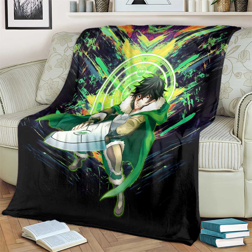 Naofumi The Rising of the Shield Hero Blanket with Dynamic Combat Pose and Energy Circles - The Mazicc
